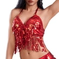 thumbnail image 1 of Paiwinds Women's Sequined Belly Dance Top, Sparkly Fringe Tassel Bandage Bra for Performance & Party, Free Size Adjustable, 1 of 9