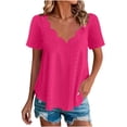 thumbnail image 1 of Paiwinds Women's Short Sleeve Court Style Top Casual Solid Color Comfortable Blouse Soft Polyester Spandex, 1 of 9