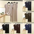 thumbnail image 1 of Paiwinds Women's Pajama Set - Short Sleeve Scoop Neck Top with Drawstring Skirt, Soft Cotton Blend Relaxed Home Wear, 1 of 3