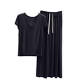 thumbnail image 1 of Paiwinds Women's Pajama Set - Short Sleeve Scoop Neck Top with Drawstring Skirt, Soft Cotton Blend Relaxed Home Wear, 1 of 3