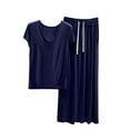 thumbnail image 1 of Paiwinds Women's Pajama Set - Short Sleeve Scoop Neck Top with Drawstring Skirt, Soft Cotton Blend Relaxed Home Wear, 1 of 3