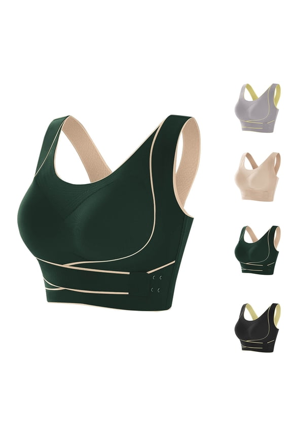 Women's Side Buckle Yoga Bra - Cross Back Seamless Wireless Comfortable Traceless Bra for Daily Wear, Multiple Colors, Sizes M-3XL