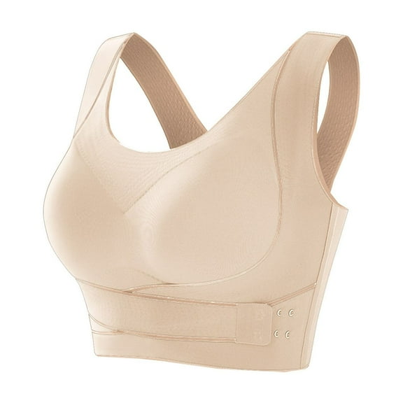 Paiwinds Women's Side Buckle Yoga Bra - Cross Back Seamless Wireless Comfortable Traceless Bra for Daily Wear, Multiple Colors, Sizes M-3XL