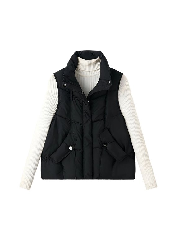 Women's Sleeveless Puffer Vest Winter Warm Zip Up Quilted Coat with Pockets Casual Layered Outerwear for Women Daily Wear Travel Snow