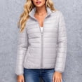thumbnail image 1 of Paiwinds Women's Solid Color Double Pocket Parka Zipper Stand Up Collar Long Sleeve Casual Coat for Cold Seasons and Stylish Outerwear, 1 of 5