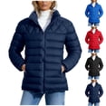 thumbnail image 1 of Paiwinds Women's Solid Color Double Pocket Parka Zipper Stand Up Collar Long Sleeve Casual Coat for Cold Seasons and Stylish Outerwear, 1 of 5