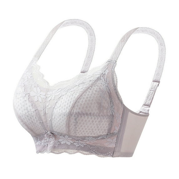 Paiwinds Women's Solid Color Front Closure Full Cup Bra, Wirefree Lace Adjustable for Plus Size & Side Support, Everyday