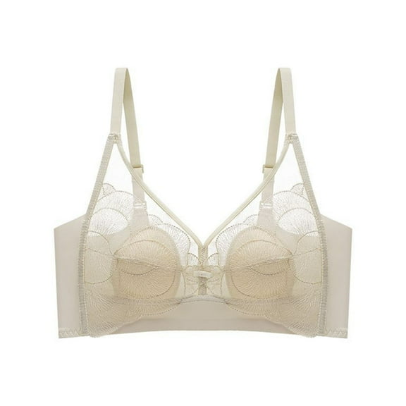 Paiwinds Women's Solid Color Lace Bra with Wide Straps - No Underwire Fixed Support Comfort Blend for Daily Wear