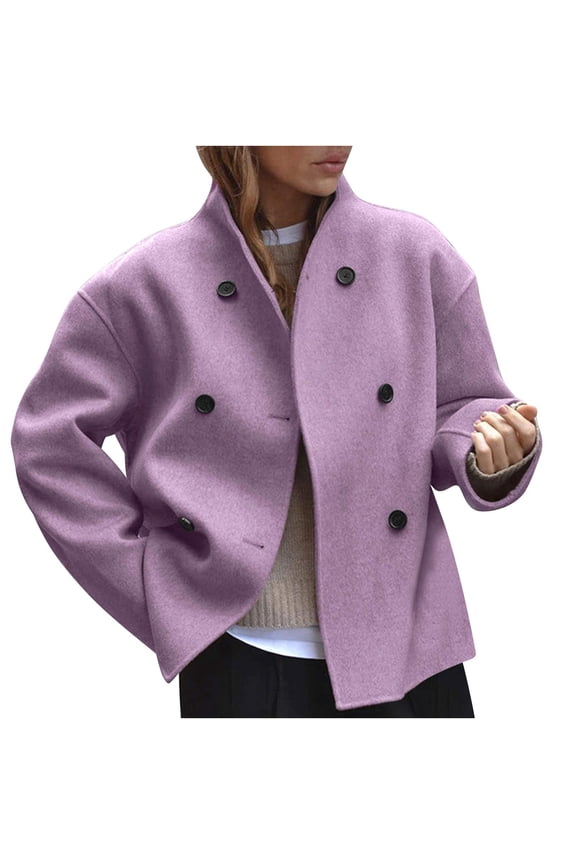 Women's Solid Color Winter Vintage Brown Tweed Jacket, Lightweight Breathable Fabric for Casual Style with Classic Design and Timeless Appeal