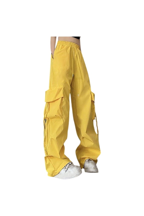 Women's Spring Summer Solid Color Stretch Cargo Pants, High Waist Drawstring, Loose Fit Versatile Casual Long Trousers, Multiple Colors.