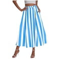 thumbnail image 1 of Paiwinds Women's Spring Summer Striped High Waist A-Line Flowy Ankle-Length Skirt with Elastic Waist, Soft Stretchy Polyester Spandex for Beach Vacation, 1 of 9