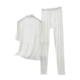 thumbnail image 1 of Paiwinds Women's Pajama Set - Stand-Up Collar Half Sleeve Top & Straight-Leg Pants, Cotton Blend Lightweight Sleepwear for Spring and Fall, 1 of 5