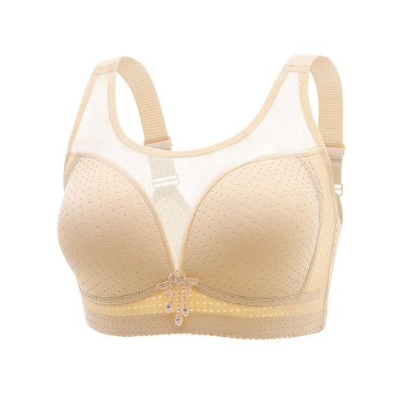 Paiwinds Bralette for Women Front Closure Wirefree Plus Size Breathable Mesh Comfort Everyday Underwear, Size 36BC-44BC