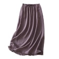 thumbnail image 1 of Paiwinds Women's Summer Casual Solid Color Flax Midi Skirt with Button and Pockets, Elastic Waist, Soft Comfortable Cotton Linen for Daily, 1 of 9