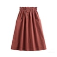 thumbnail image 1 of Paiwinds Women's Summer Casual Solid Color Flax Midi Skirt with Button and Pockets, Elastic Waist, Soft Comfortable Cotton Linen for Daily, 1 of 8