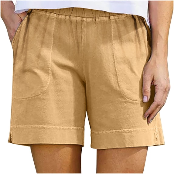 Paiwinds Women's Summer Casual Solid Color Shorts with Pocket, Loose Fit, Elastic Waist, Multiple Colors.