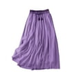 thumbnail image 1 of Paiwinds Women's Summer Double Layer Solid Linen-Look Midi Skirt with Elastic Waist, Soft Flowy Breathable Polyester for Casual Boho, 1 of 9