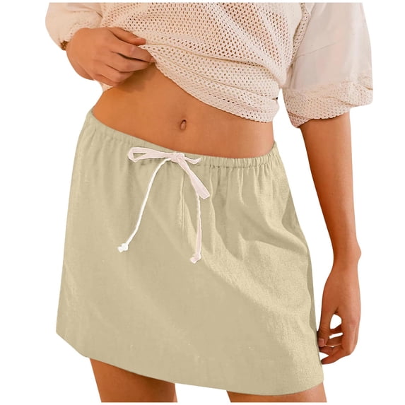Paiwinds Women's Summer Fashion Solid Color Cargo Style Drawstring Maxi Skirt with Fold Detail and Pockets, Soft Stretchy Nylon Spandex for Casual Birthday