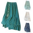thumbnail image 1 of Paiwinds Women's Summer Loose Elastic Waist Long Embroidered Skirt with Double Layer Flowing Linen Gauze, Soft Breathable Comfortable Cotton Linen for Casual Boho and Everyday Wear, 1 of 6