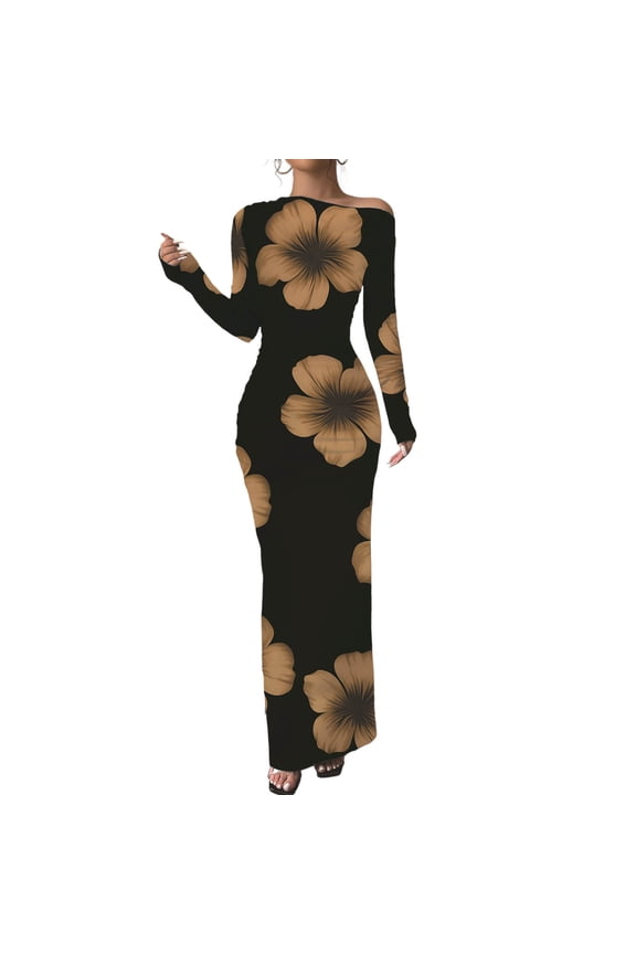 Women's Summer Printed Bodycon Hip Hugging Sleeveless Dress, Polyester Spandex Long Party Dress for Clubbing Night Out Statement