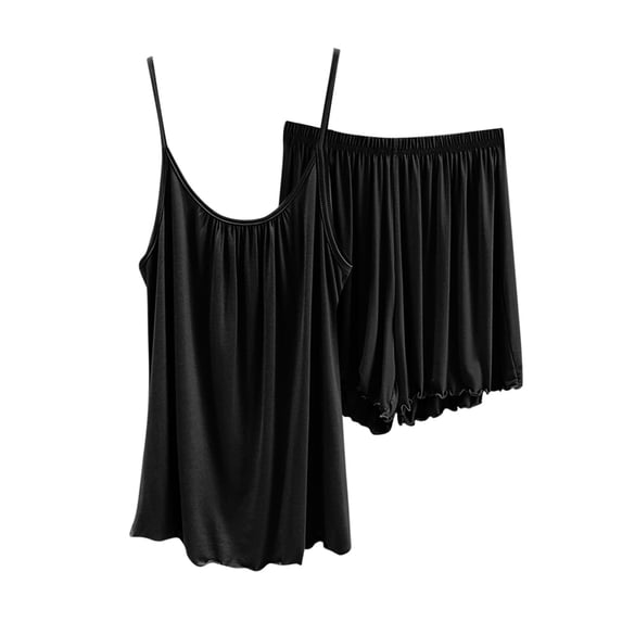 Paiwinds Women's Pajama Set - Summer Suspender Halter Neck Top with Loose Shorts, Soft Cotton Blend Comfortable Fit for Hot Weather Days