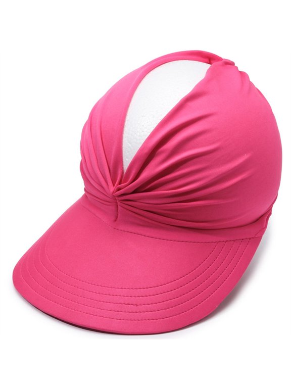 Women's Sun Visor Hat Twist Ruched Open Top Baseball Cap Ponytail Friendly Summer Beach Outdoor Sports Hat Breathable Quick Dry Adjustable Cap for Running Golf Hiking