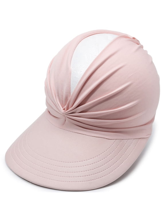Women's Sun Visor Hat Twist Ruched Open Top Baseball Cap Ponytail Friendly Summer Beach Outdoor Sports Hat Breathable Quick Dry Adjustable Cap for Running Golf Hiking