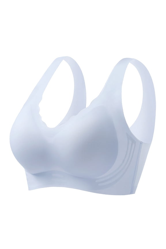Women's Thin Summer Comfortable Wireless Bra - Seamless Back No Underwire Ice Silk Plus Size Fixed Cup Lingerie for Everyday Wear