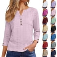 thumbnail image 1 of Paiwinds Women's V-Neck Long Sleeve Button Front Top Casual Solid Color Blouse Soft Polyester Spandex, 1 of 9