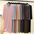 thumbnail image 1 of Paiwinds Women's V-Neck Long Sleeve Nightgown - Soft Modal Blend Loose Fit Sleepshirt for Home Lounging, Comfortable Long Sleep Dress, L-5XL, 1 of 6