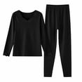 thumbnail image 1 of Paiwinds Women's Pajama Set - V-Neck Long Sleeve Fitted Top & Slim-Leg Pants, Cozy Thermal Sleepwear for Cold Winter Nights, 1 of 2
