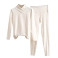 thumbnail image 1 of Paiwinds V-Neck Pajama Set for Women - Long Sleeve Thermal Top & Slim-Leg Pants, Warm Winter Sleep Loungewear for Cold Weather, 1 of 5