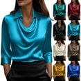 thumbnail image 1 of Paiwinds Women's V-Neck Short Sleeve Sequined Patchwork Top Casual Batwing Sleeve Blouse Soft Polyester Solid Color Shirt, 1 of 9