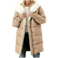 thumbnail image 1 of Paiwinds Women's Winter Long Sleeve Hooded Coat with Detachable Faux Fur Collar & Storage Pockets, Fleece Lined Warm Jacket for Extreme Cold Weather and Comfortable Everyday Winter Wear, 1 of 9