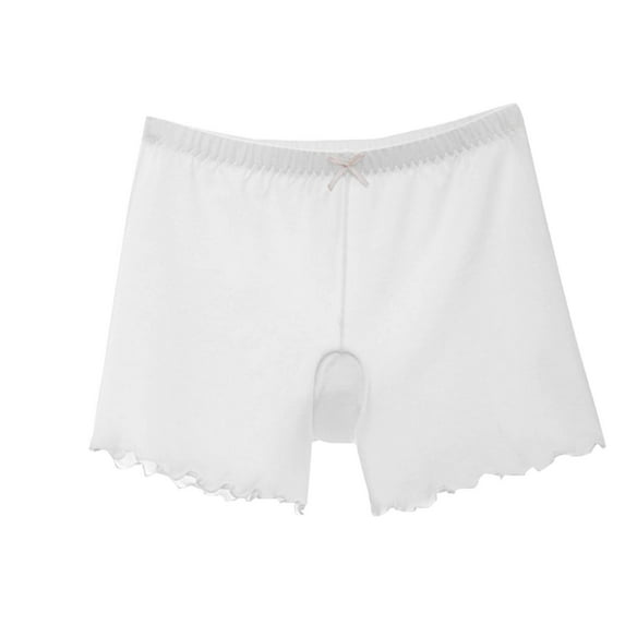 Paiyanr Children Girls Solid Color Slip Shorts for Under Dress Breathable Soft Underwear Flat Corner Pants Briefs White