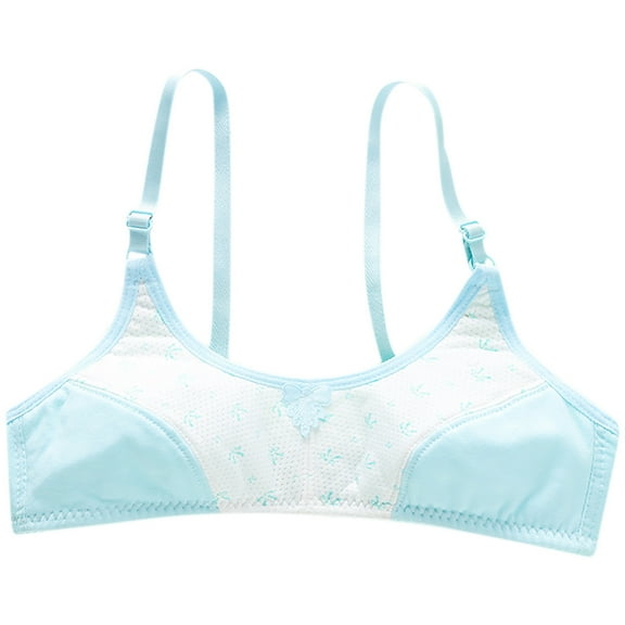 Paiyanr Children Young Girls Solid Color Bra Soft Comfortable Breathable Children Thin Style Student Bra Underwear Blue