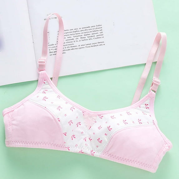 Paiyanr Children Young Girls Solid Color Bra Soft Comfortable Breathable Children Thin Style Student Bra Underwear Pink