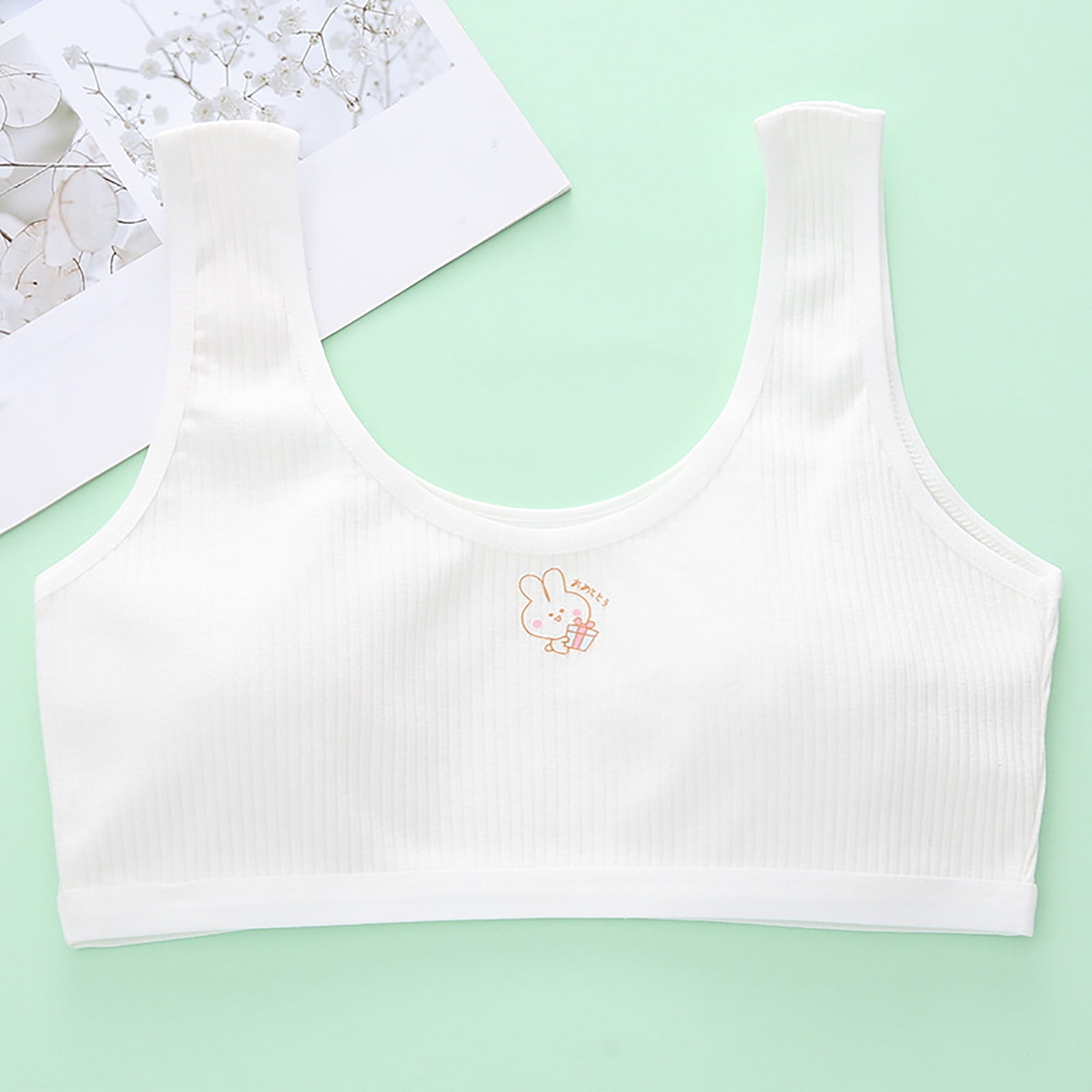 Girls Cotton Solid White Soft Bra Home Wear