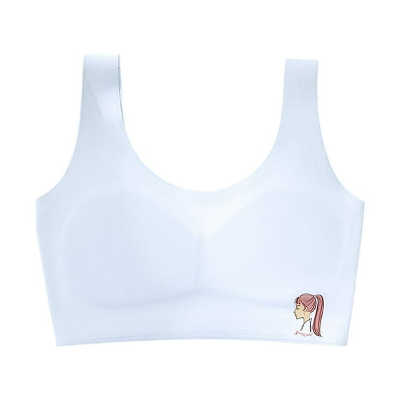 Paiyanr Children Young Girls Solid Color Developmental Bra Soft Comfortable Breathable Children Thin Style Student Bra Underwear White