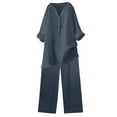 thumbnail image 1 of Paiyanr Cotton Linen Sets for Women Summer Breathable Tops Pants 2 Piece Outfits Solid Color Loose Casual Two Piece Suit, 1 of 9