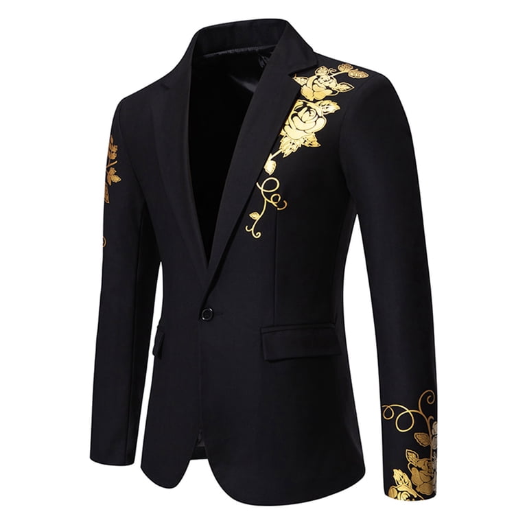 Paiyanr Jackets for Men Classic and Handsome Button Suit Jacket Gilding  Wedding Slim Fit Suit Black - Walmart.com