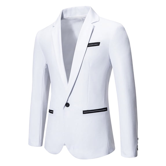 Paiyanr Jackets for Men Classic and Handsome Button Suit Jacket Flip Collar Wedding Slim Fit Suit White