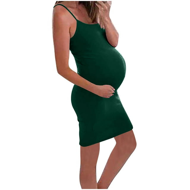 Paiyanr Pregnant Women's Strap OnePiece Dress Thin Short Sleeved Round