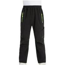 Paiyanr Teen Boys Girls Softshell Snowboard Pants Ski and Snow Pants Fashion Plush Solid Color Keep Warm Windproof Waterproof Outdoor Hiking Ski Pants Black