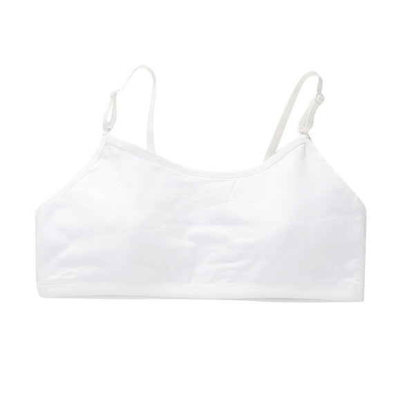 Paiyanr Teen Girls Camisole Bra Primary and Secondary School Solid Color Soft Comfortable Adolescent Bra White