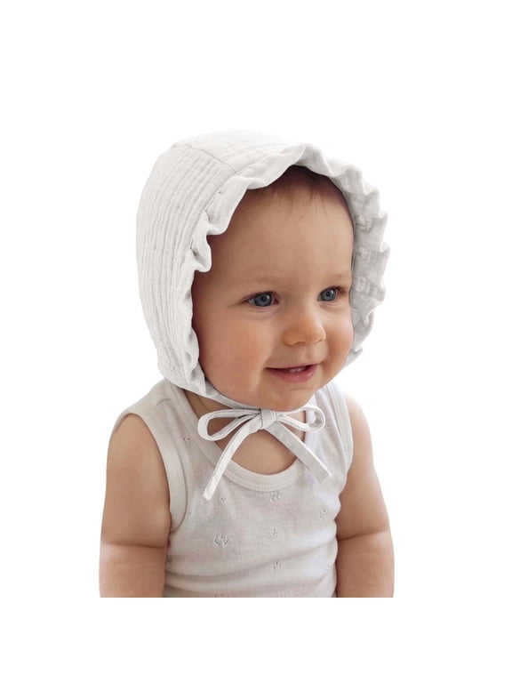 Toddler Baby Bonnet Hat Ruffled Edge Breathable Cotton Adjustable Strap UV Protection Summer Sun Hat