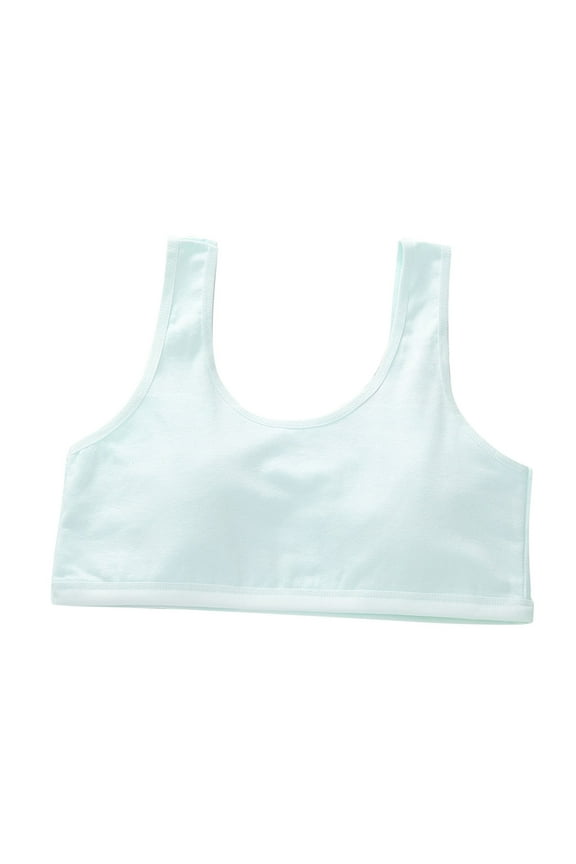 Tween Girls' Adolescence Bra Junior High School Solid Color Comfortable Soft Bra Mint Green