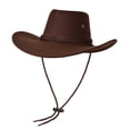 thumbnail image 1 of TFEOQRY Unisex Retro Felt Cowboy Hats Wide Brim UV Protection Adjustable Strap Breathable Western Sun Hat, 1 of 5