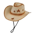 thumbnail image 1 of TFEOQRY Unisex Straw Cowboy Hat with Star Print Large Wide Brim UV Protection Adjustable Strap Summer Sun Hat, 1 of 6