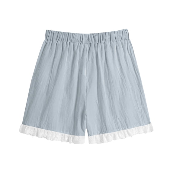 TFEOQRY Women's Lace Trim Drawstring Shorts with Pockets Elastic Waist Summer Lightweight Casual Loose